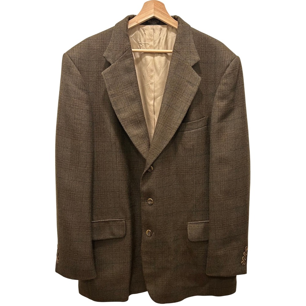 VTG Oscar de la Renta Signature 46L Brown Wool Blazer Men's Sport Coat Jacket